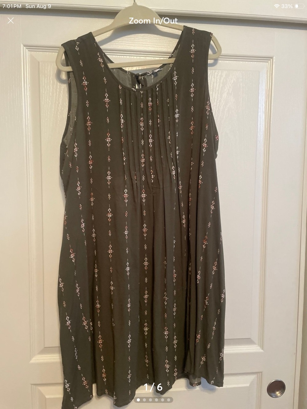 Sonoma Dress  Olive Green Floral Pleated Women's Top